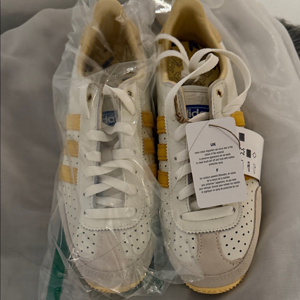 Adidas White and Yellow Athletic Shoes